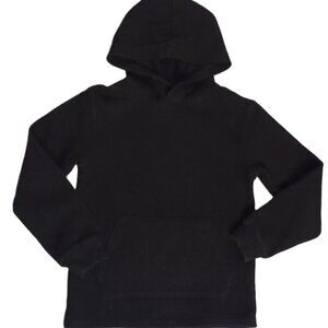 H&M Boys Black Waffle Hoodie Kangaroo Pocket Size 8 Excellent Condition